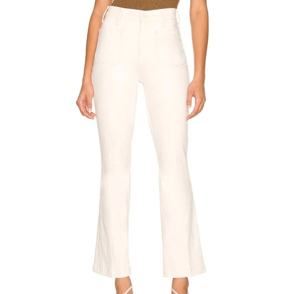 Mother Superior The Hustler Patch Pocket Flood Jeans in Act Natural Cream 30